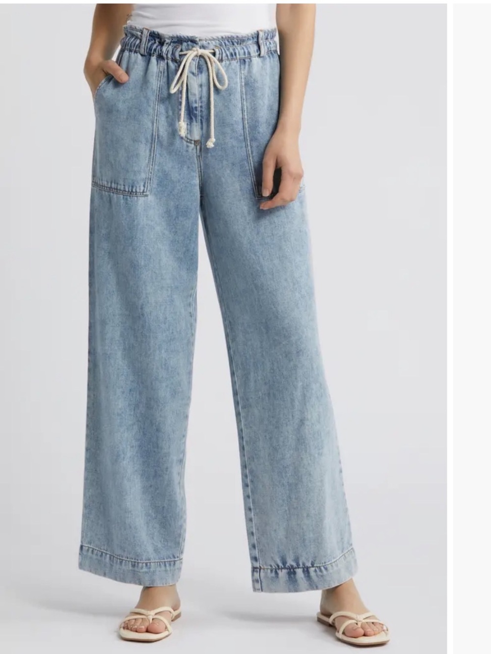 Rails Ryan Wide Leg Drawstring Jeans in Faded Indigo